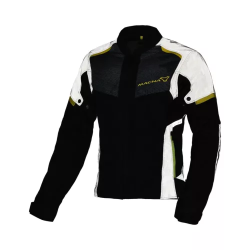 Geacă de vară textil damă Macna Orcano Night Eye™ 2.0 negru/gri/galben