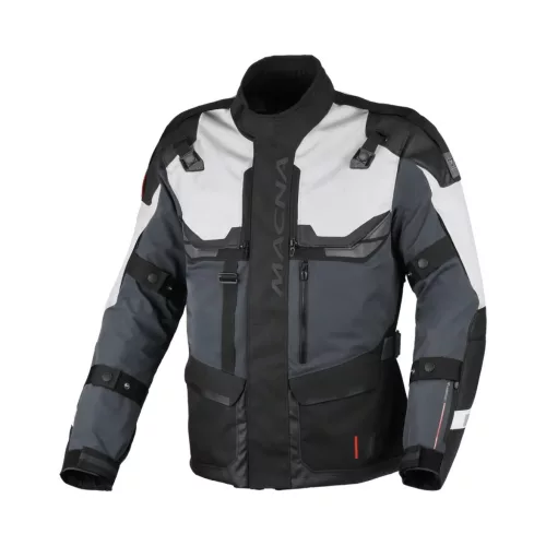 Geacă textil impermeabilă touring/adventure Macna Touros negru/gri