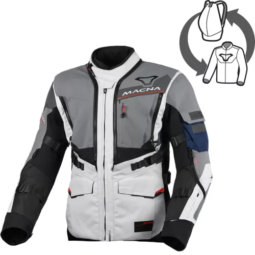 Geacă textil impermeabilă touring/adventure Macna Flexodus gri/negru