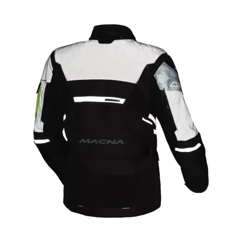 Geacă textil impermeabilă touring/adventure Macna Flexodus Night Eye™ negru night eye/galben fluo