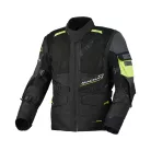 Geacă textil impermeabilă touring/adventure Macna Flexodus Night Eye™ negru night eye/galben fluo