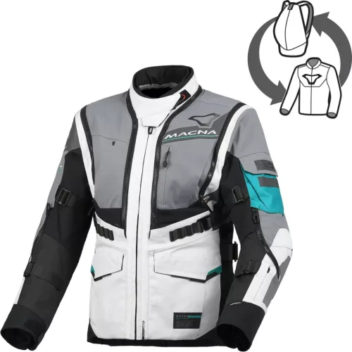 Geacă damă textil impermeabilă touring/adventure Macna Flexodus gri/negru/verde