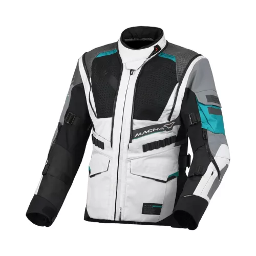 Geacă damă textil impermeabilă touring/adventure Macna Flexodus gri/negru/verde