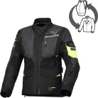 Geacă damă textil impermeabilă touring/adventure Macna Flexodus Night Eye™ negru night eye/galben fluo