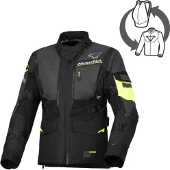   Geacă damă textil impermeabilă touring/adventure Macna Flexodus Night Eye™ negru night eye/galben fluo