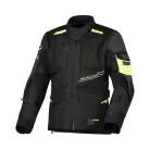Geacă damă textil impermeabilă touring/adventure Macna Flexodus Night Eye™ negru night eye/galben fluo