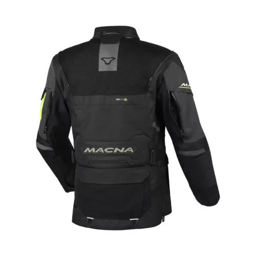 Geacă damă textil impermeabilă touring/adventure Macna Flexodus Night Eye™ negru night eye/galben fluo