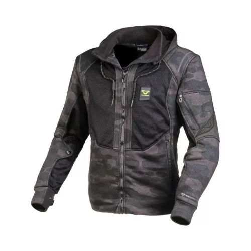 Hanorac de vară cu protectii Macna Breeze negru/gri camo