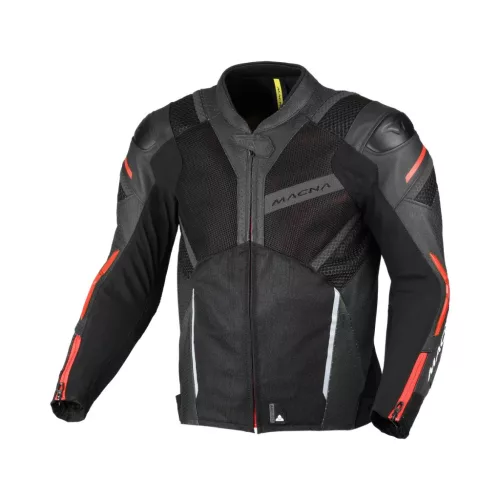 Geacă de vară piele/textil Macna Galvic negru/roșu