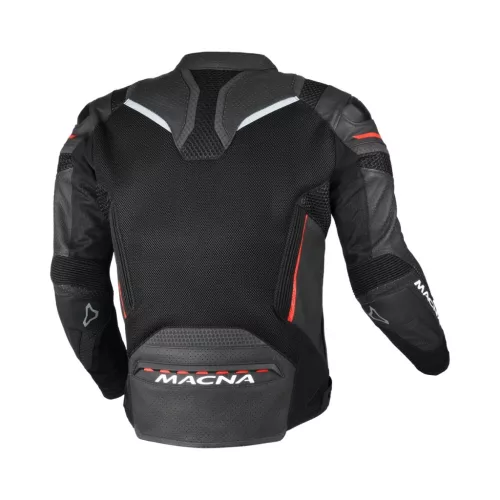 Geacă de vară piele/textil Macna Galvic negru/roșu