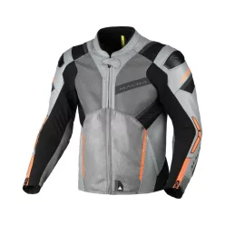   Geacă de vară piele/textil Macna Galvic gri/negru/portocaliu