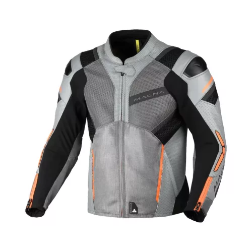 Geacă de vară piele/textil Macna Galvic gri/negru/portocaliu