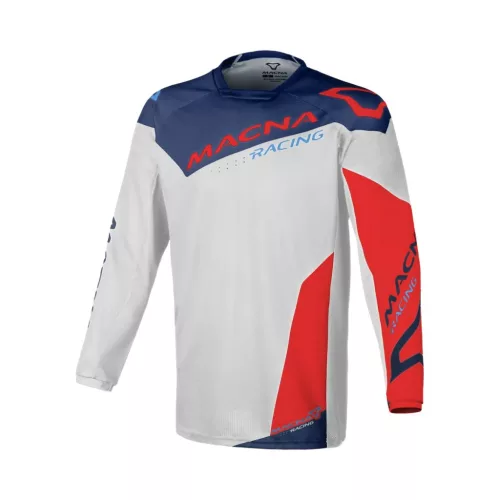 Tricou cross-enduro Macna BACKYARD-1 alb/albastru/roșu