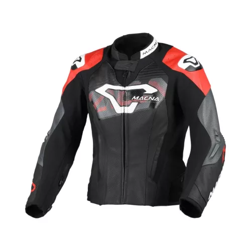 Geacă de piele sport damă Macna Blitz negru/roșu