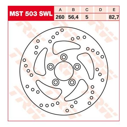 TRW REAR BRAKE DISC XL SWEPT LEFT MST503SWL