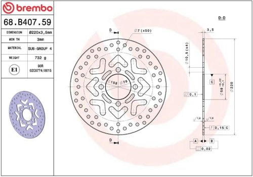 Disc frână Brembo fix față 68B40759