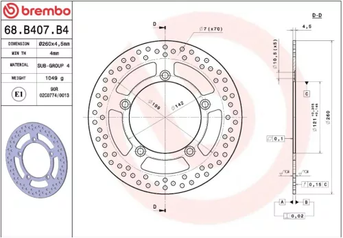 Disc frână Brembo fix față 68B407B4