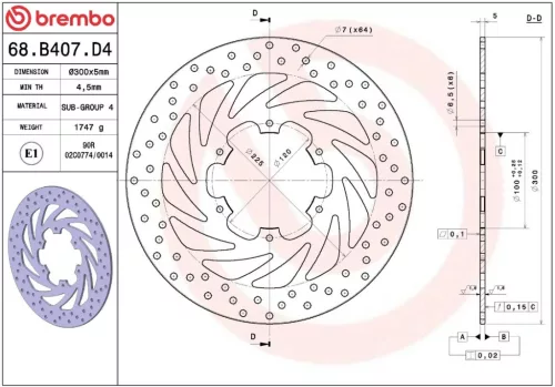 Disc frână Brembo fix față 68B407D4