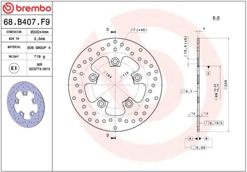 Disc frână Brembo fix față 68B407F9