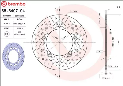Disc frână Brembo fix față/spate 68B40794