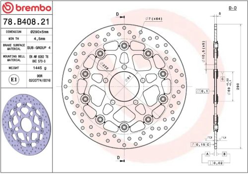 Disc frână Brembo flotant față 78B40821