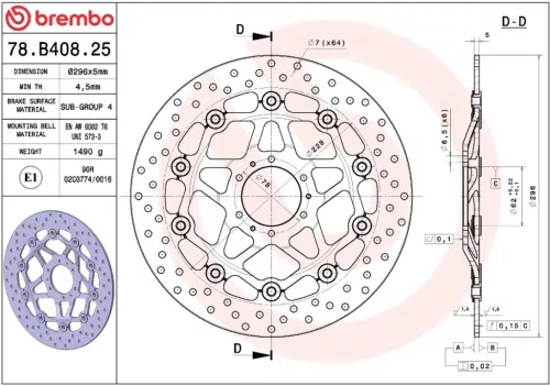 Disc frână Brembo flotant față 78B40825