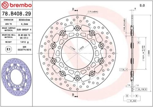Disc frână Brembo flotant față 78B40829