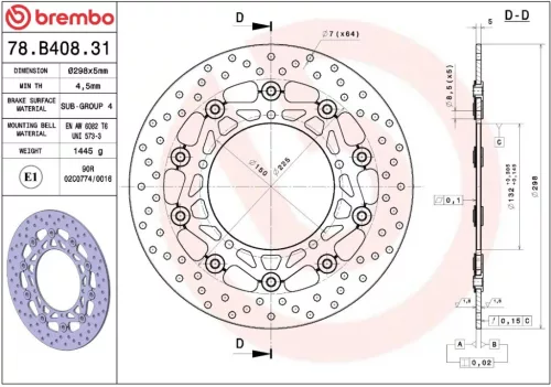 Disc frână Brembo flotant față 78B40831