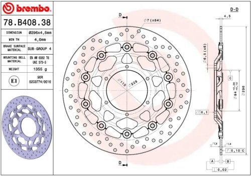 Disc frână Brembo flotant față 78B40838