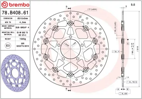 Disc frână Brembo flotant față 78B40861
