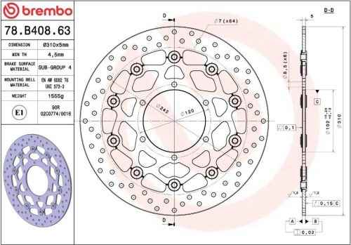 Disc frână Brembo flotant față 78B40863