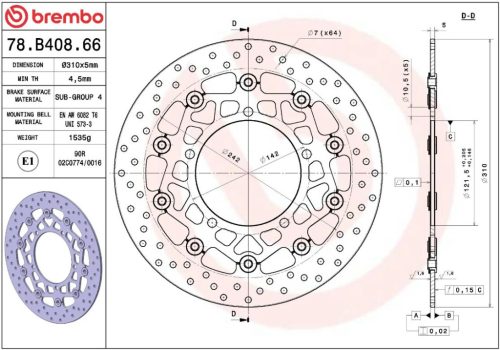 Disc frână Brembo flotant față 78B40866