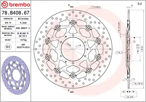 Disc frână Brembo flotant față 78B40867