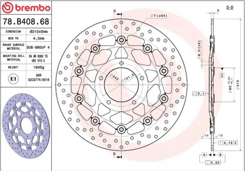 Disc frână Brembo flotant față 78B40868