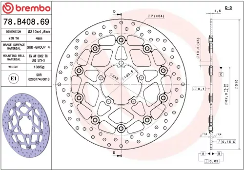 Disc frână Brembo flotant față 78B40869