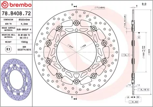 Disc frână Brembo flotant față 78B40872
