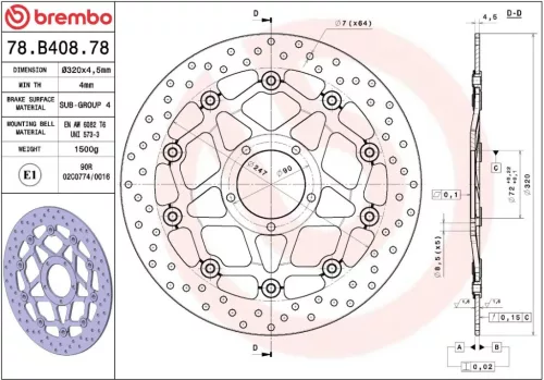 Disc frână Brembo flotant față 78B40878