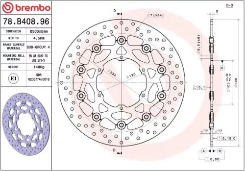 Disc frână Brembo flotant față 78B40896