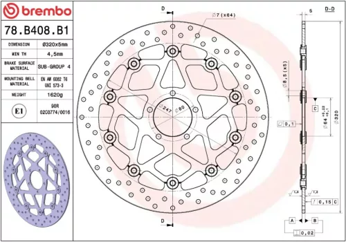 Disc frână Brembo flotant față 78B408B1