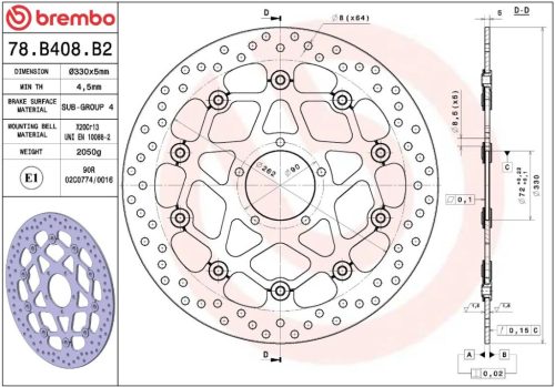 Disc frână Brembo flotant față 78B408B2