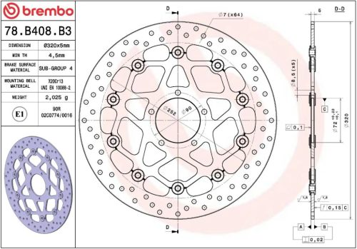 Disc frână Brembo flotant față 78B408B3