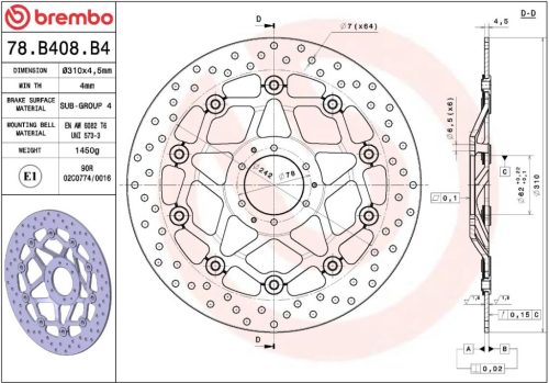 Disc frână Brembo flotant față 78B408B4