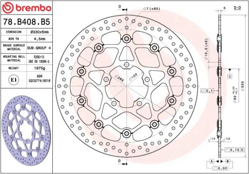 Disc frână Brembo flotant față 78B408B5