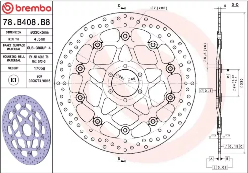 Disc frână Brembo flotant față 78B408B8