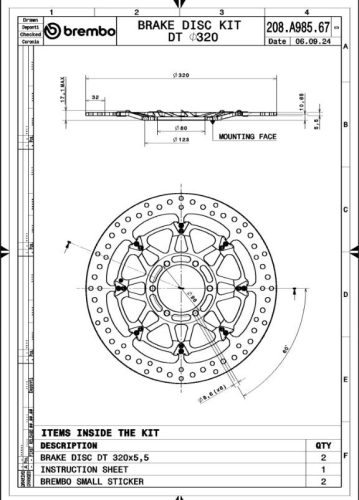 Disc frână Brembo 208A98567