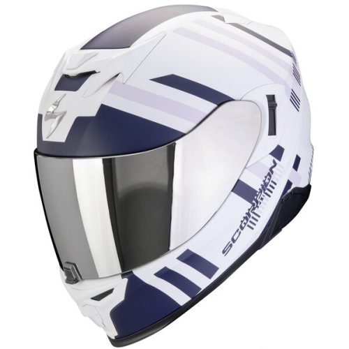Casca Scorpion EXO-520 EVO AIR Banshee Alb Mat Albastru Violet