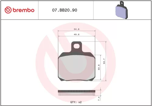 Plăcuțe frână Brembo sinterizate față/spate 07BB2090