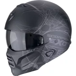   Casca Moto Scorpion Exo-combat II Spiderweb Negru Mat Argintiu