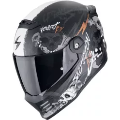 Casca Scorpion Covert FX Skullz Negru Mat Gri Auriu
