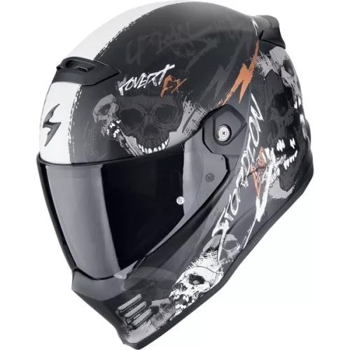 Casca Scorpion Covert FX Skullz Negru Mat Gri Auriu